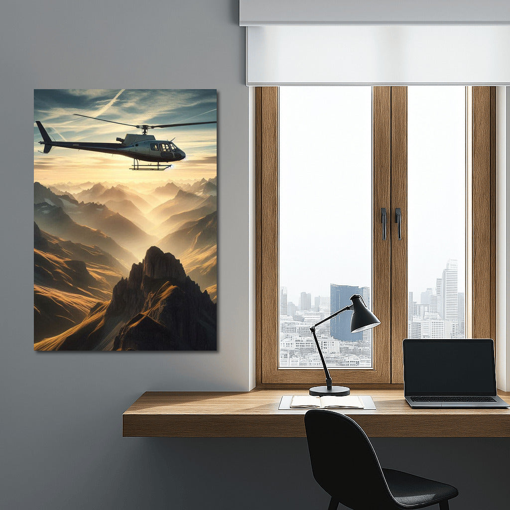 Morning Peaks and Helicopter: Freedom in the Skies