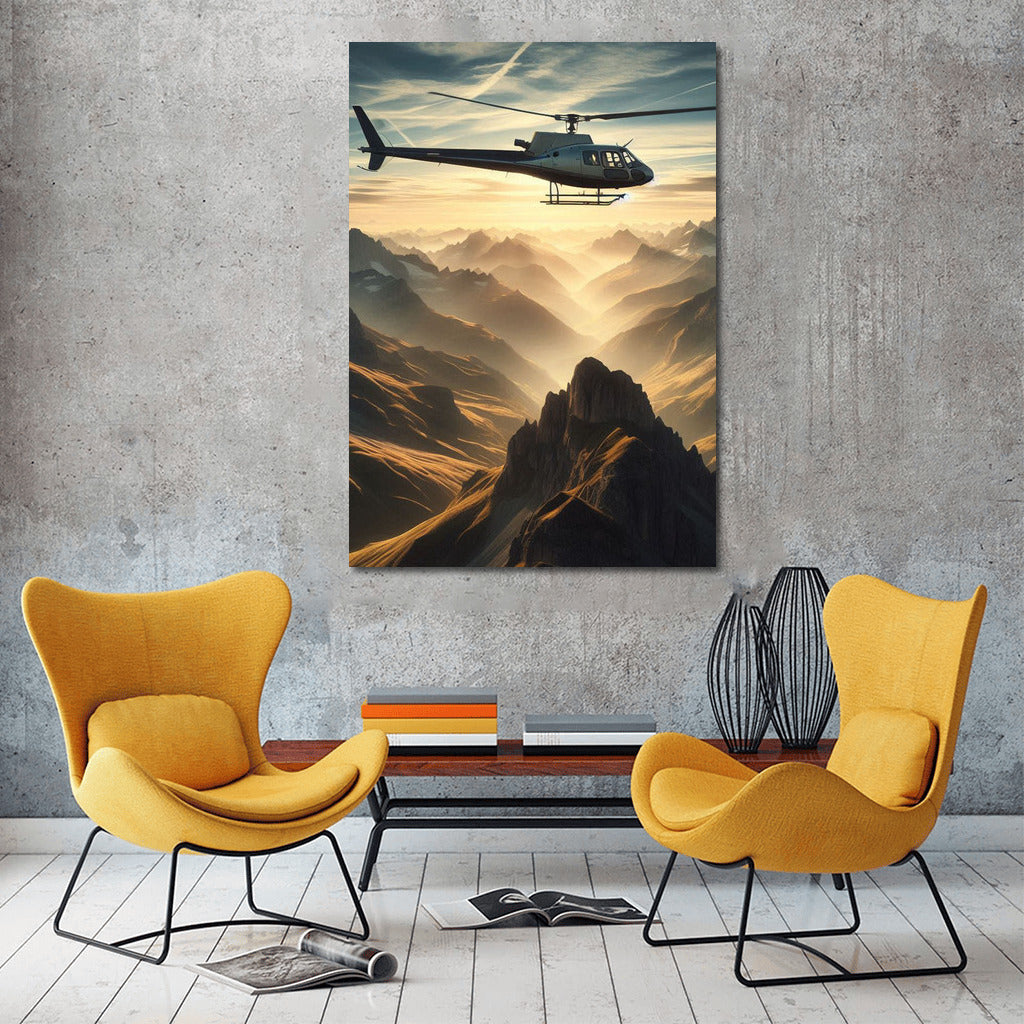 Morning Peaks and Helicopter: Freedom in the Skies