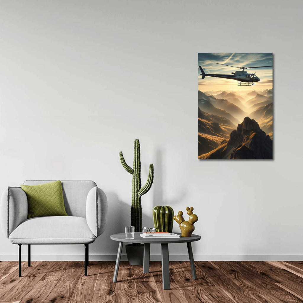 Morning Peaks and Helicopter: Freedom in the Skies