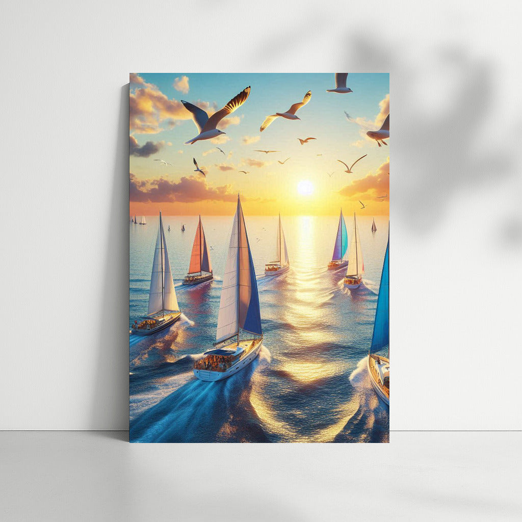 Sunset Symphony of Yachts: Freedom and Serenity