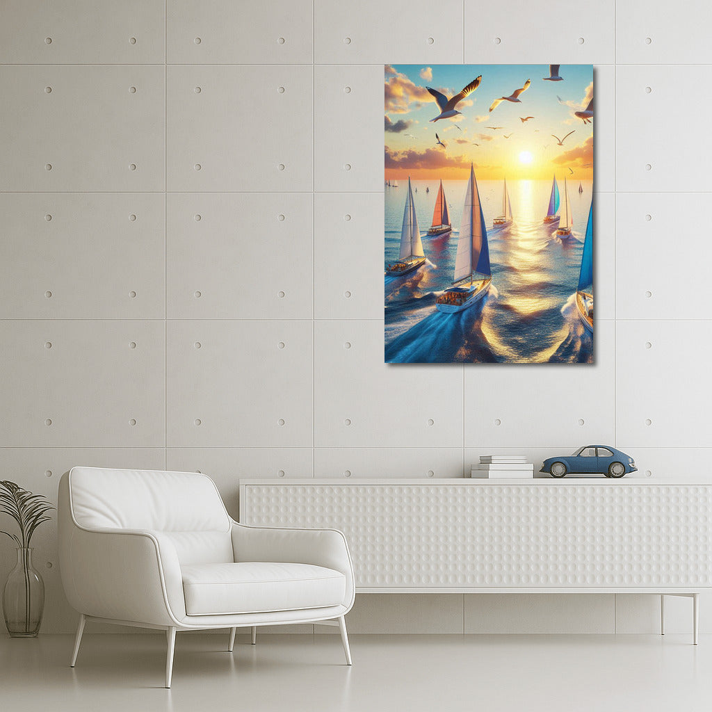 Sunset Symphony of Yachts: Freedom and Serenity