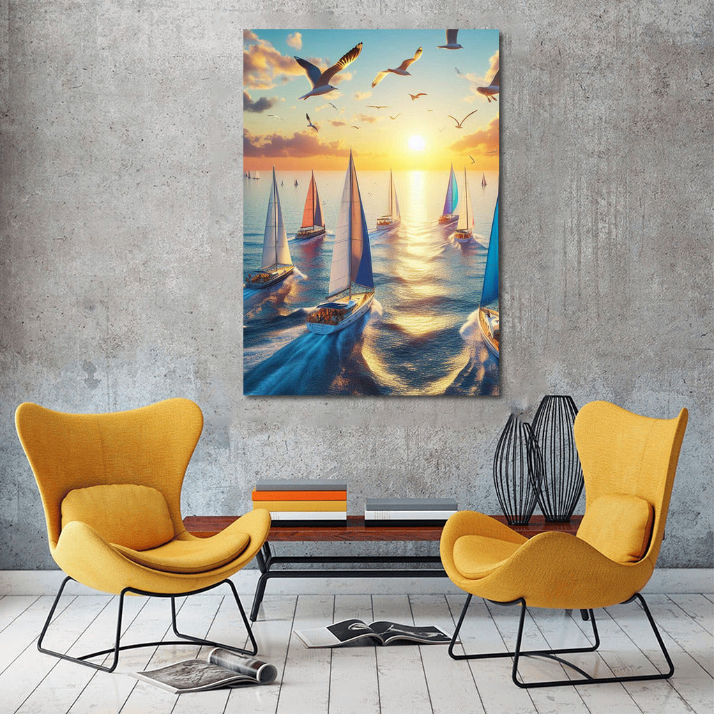 Sunset Symphony of Yachts: Freedom and Serenity