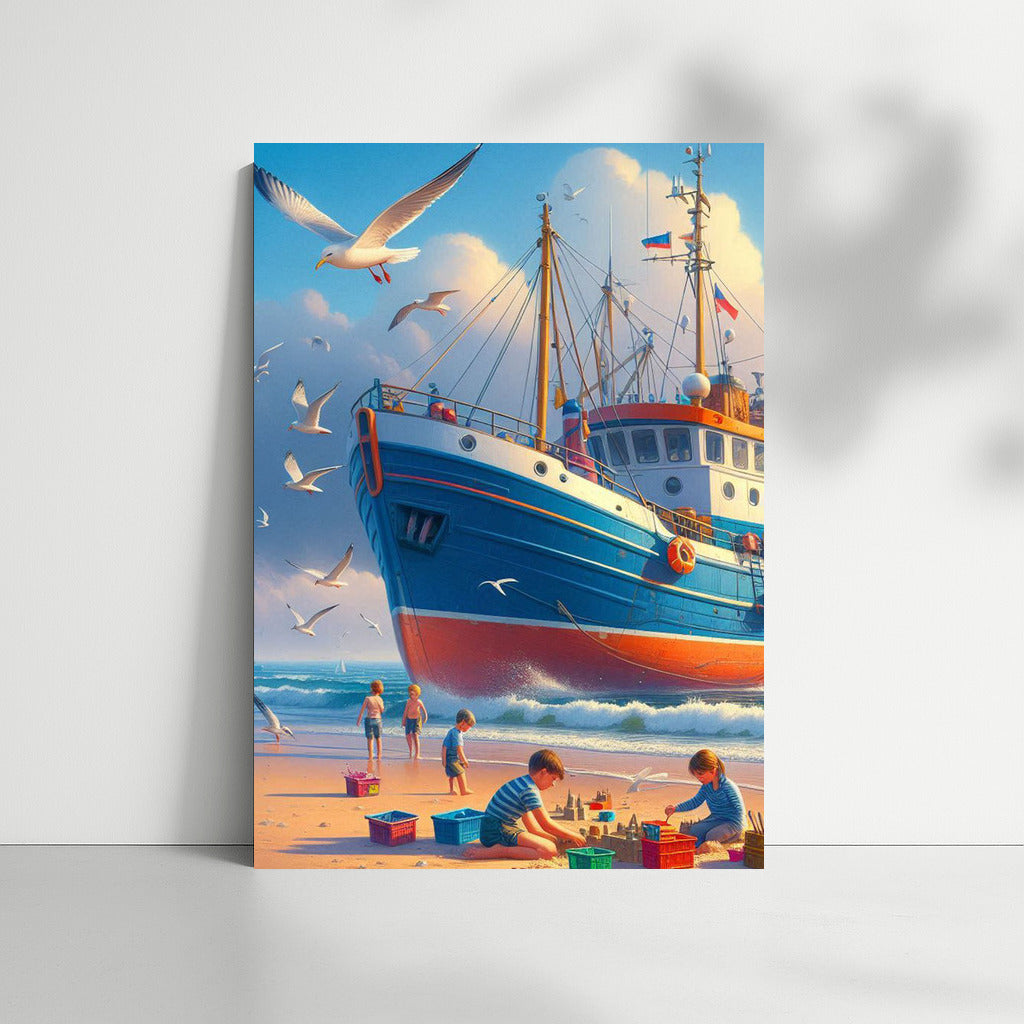 Vibrant Trawlers on the Beach Trawlers Beach 2: Serenity and Colors
