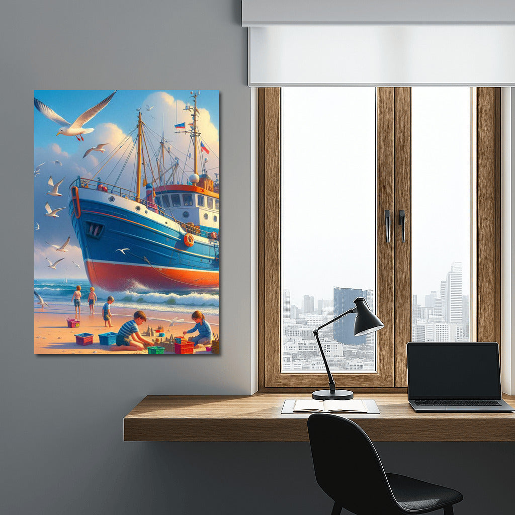 Vibrant Trawlers on the Beach Trawlers Beach 2: Serenity and Colors