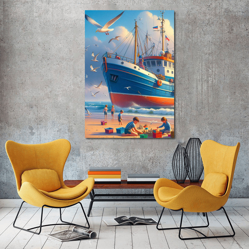 Vibrant Trawlers on the Beach Trawlers Beach 2: Serenity and Colors