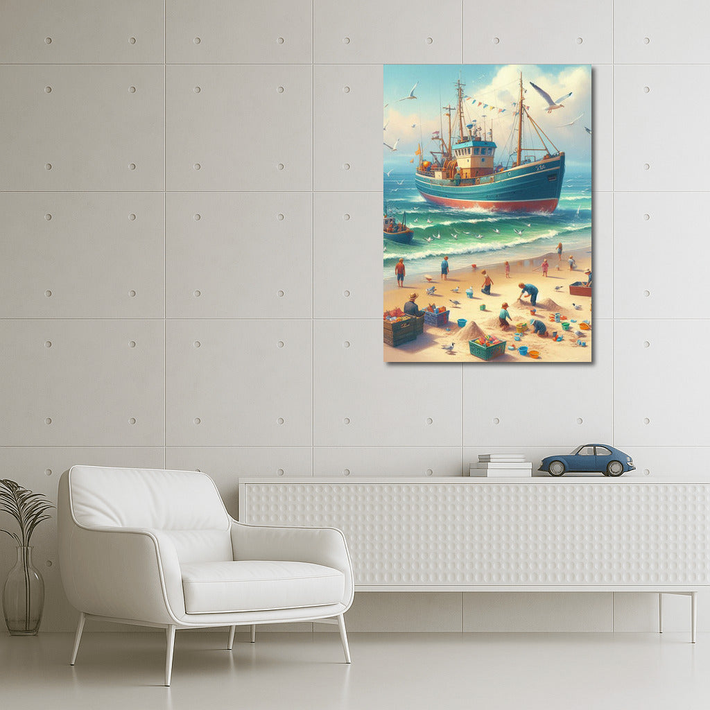 Fishermen and Seagulls on the Waves Trawlers Beach 1: Sea Idyll