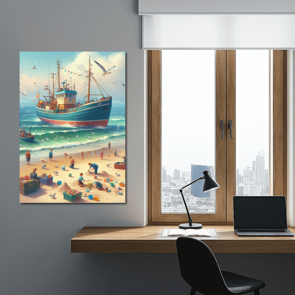 Fishermen and Seagulls on the Waves Trawlers Beach 1: Sea Idyll