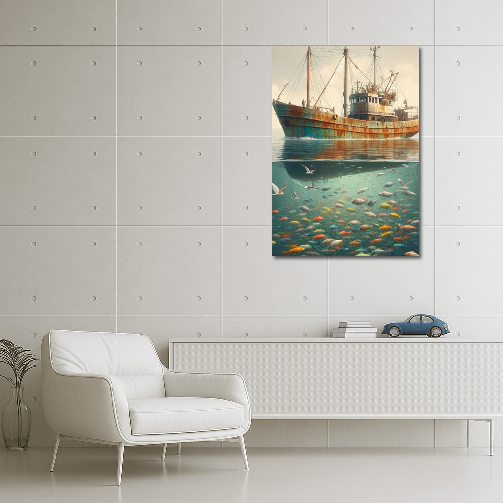 Sea Symphony: Trawler and Bright Fish in Trawlers Sea 2