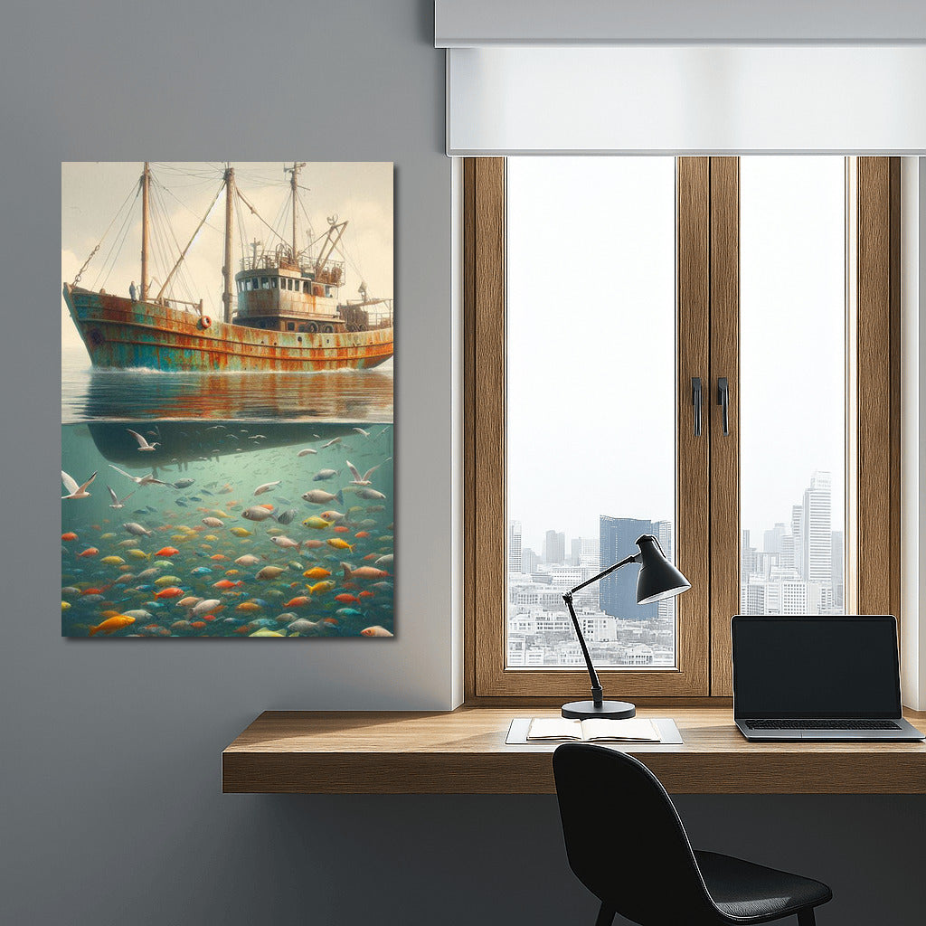 Sea Symphony: Trawler and Bright Fish in Trawlers Sea 2