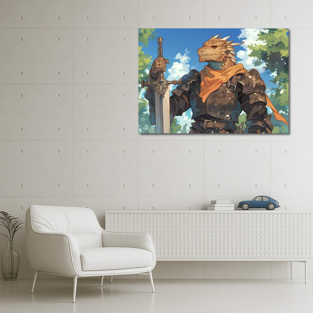 Guardian of the Magic World: Anthropomorphic Warrior in Fantasy Armor