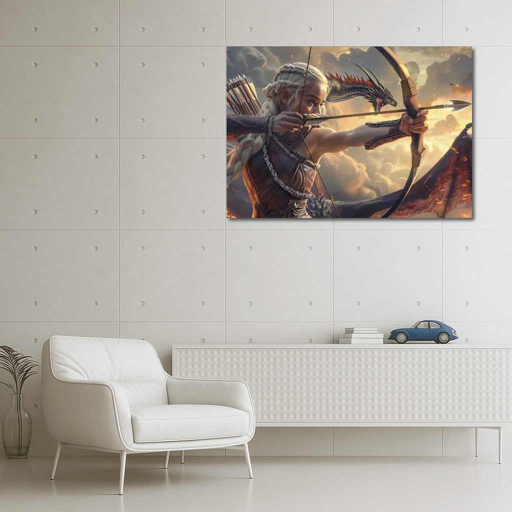 Clash in the Clouds: Warrior and Dragon in Epic Fantasy Style