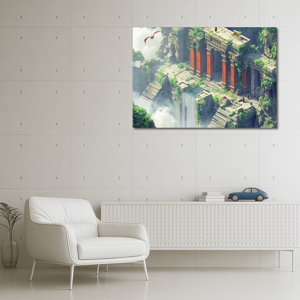 Isometric Fantasy: Dragon and Ancient Ruins