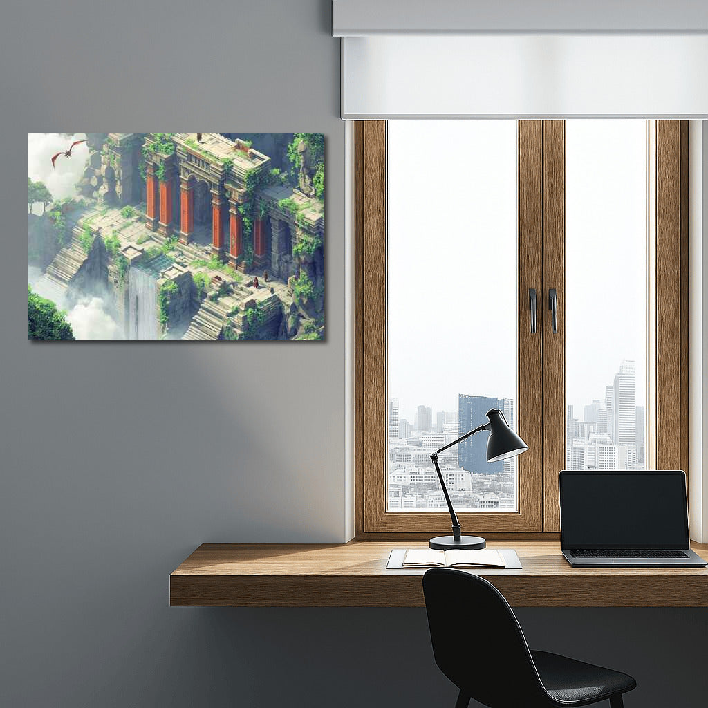 Isometric Fantasy: Dragon and Ancient Ruins