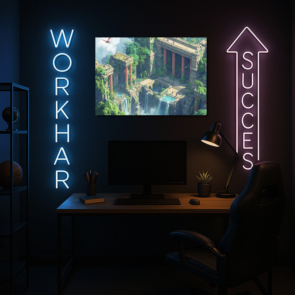 Dragon Over Ancient Ruins: Isometric Fantasy World