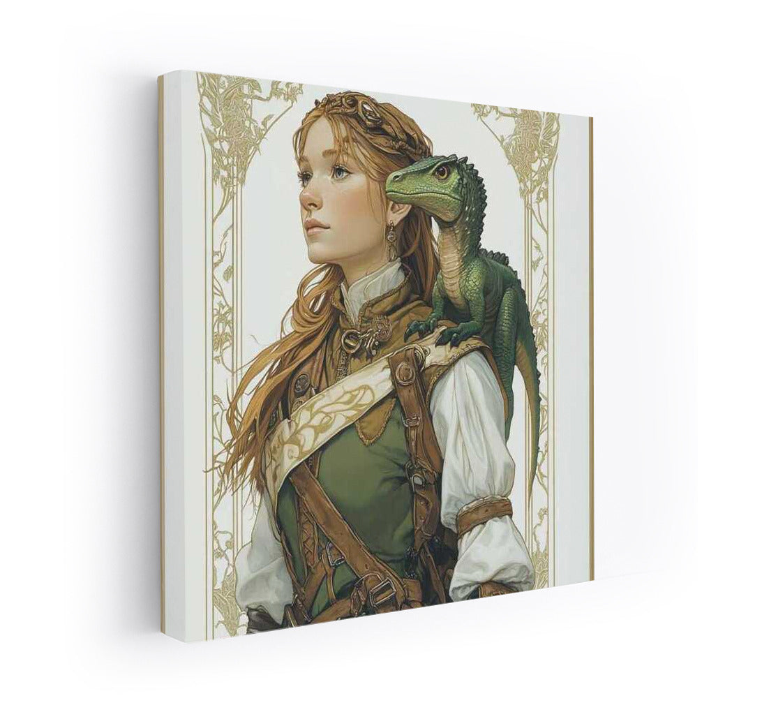 Fantasy Journey: The Mysterious Figure and the Companion Dragon