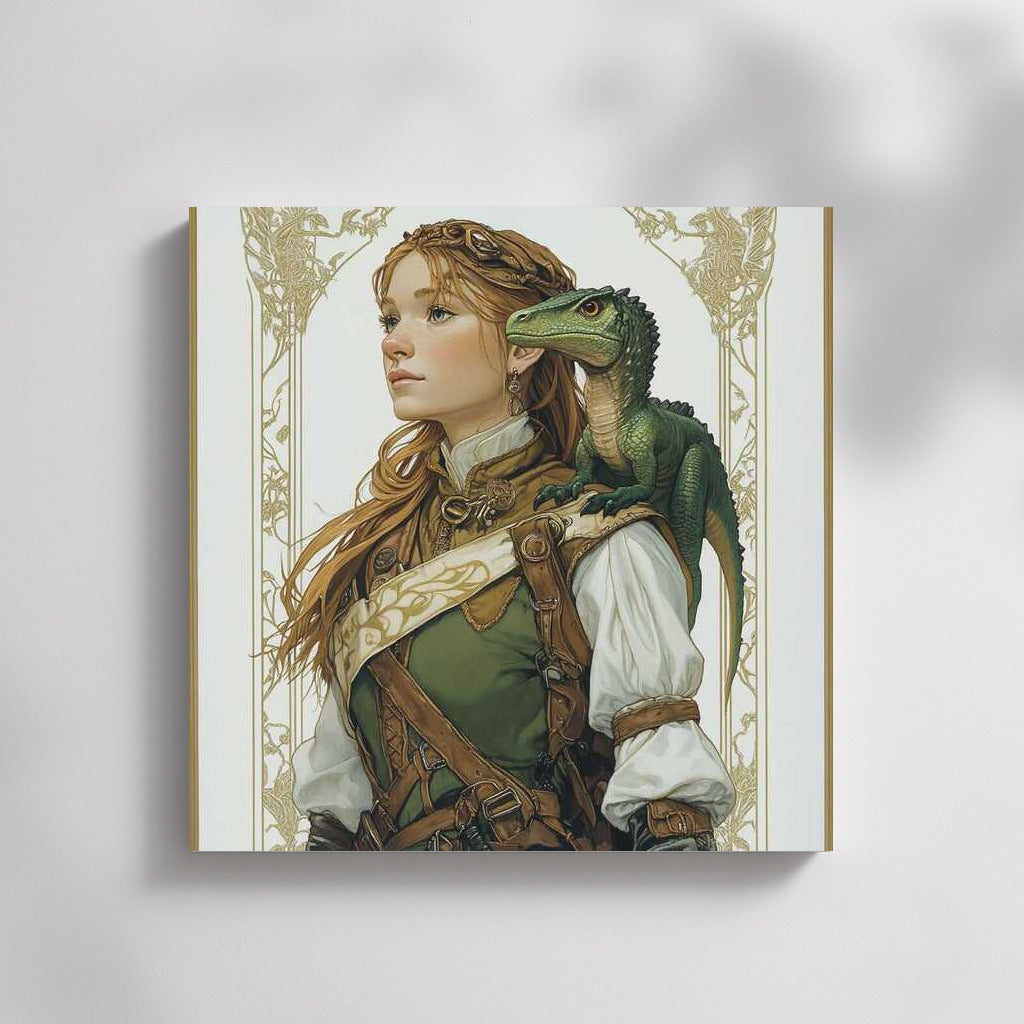 Fantasy Journey: The Mysterious Figure and the Companion Dragon