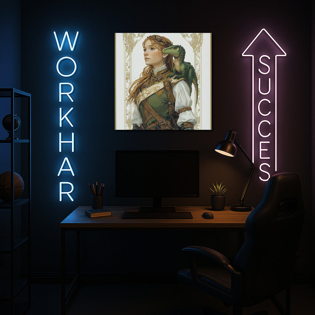 Fantasy Journey: The Mysterious Figure and the Companion Dragon