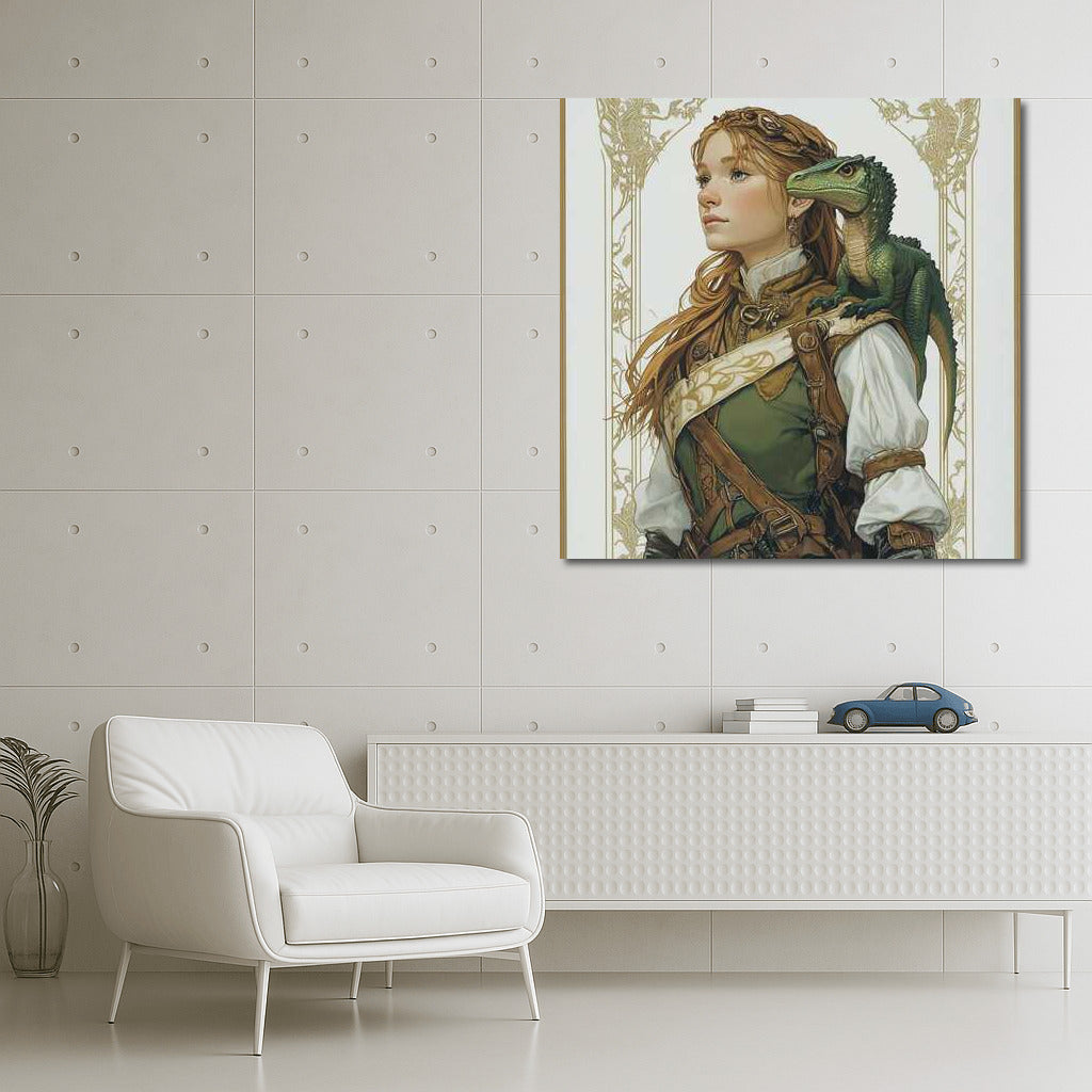 Fantasy Journey: The Mysterious Figure and the Companion Dragon