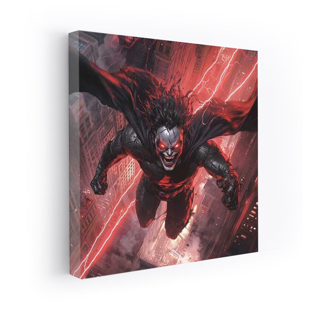 Winged Demon: Flight Over the City in Fantasy World