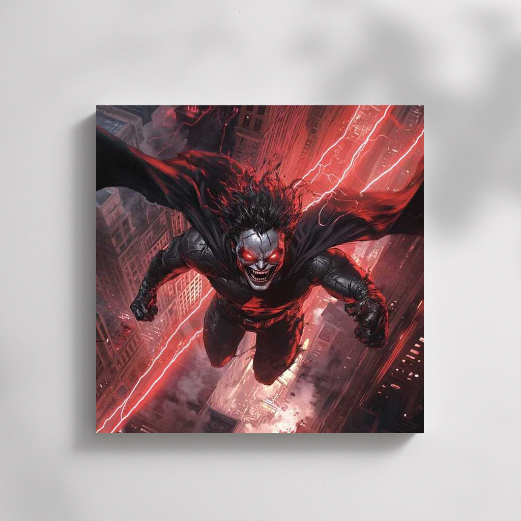 Winged Demon: Flight Over the City in Fantasy World