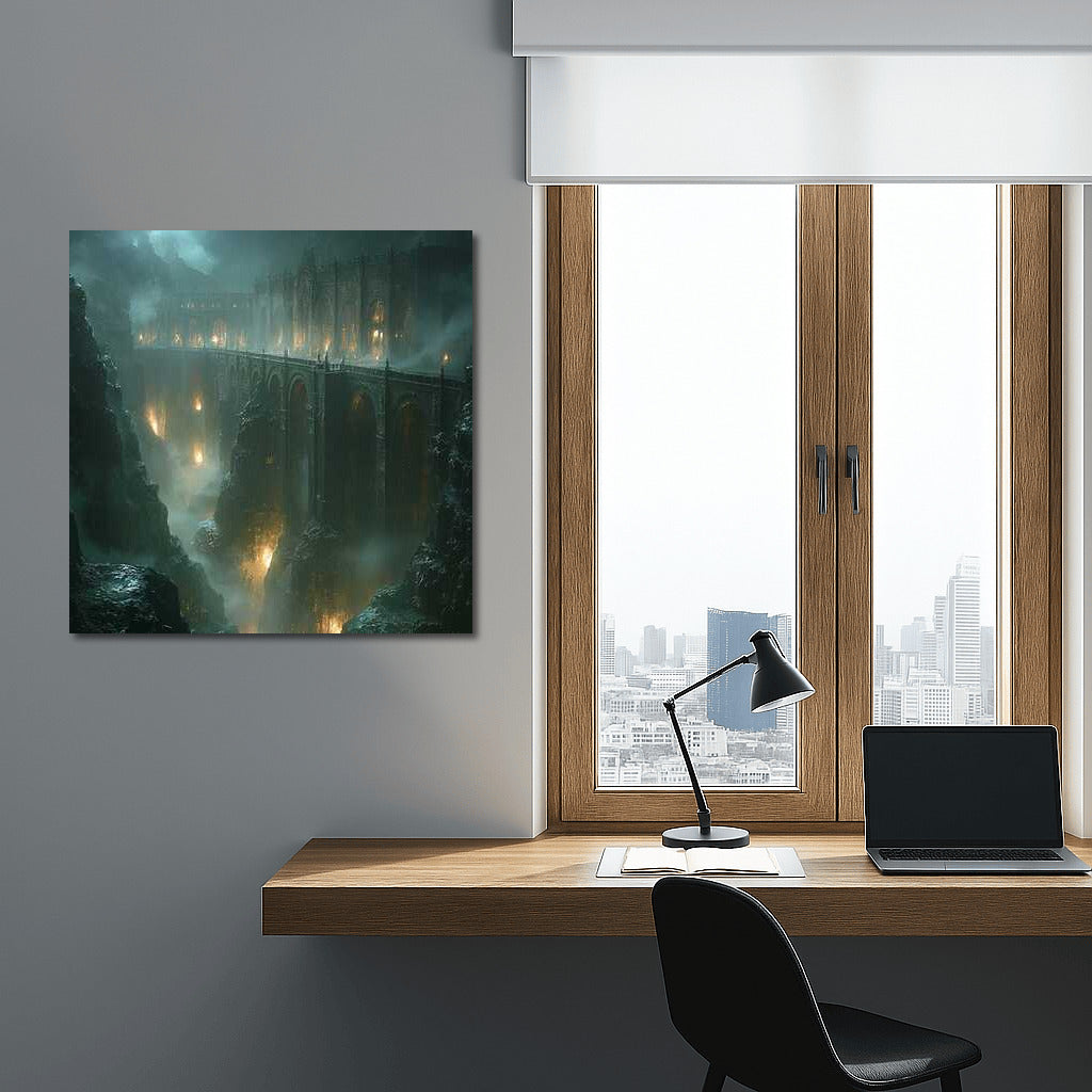 Bridge of Fire Mysticism: Epic Fantasy Scene