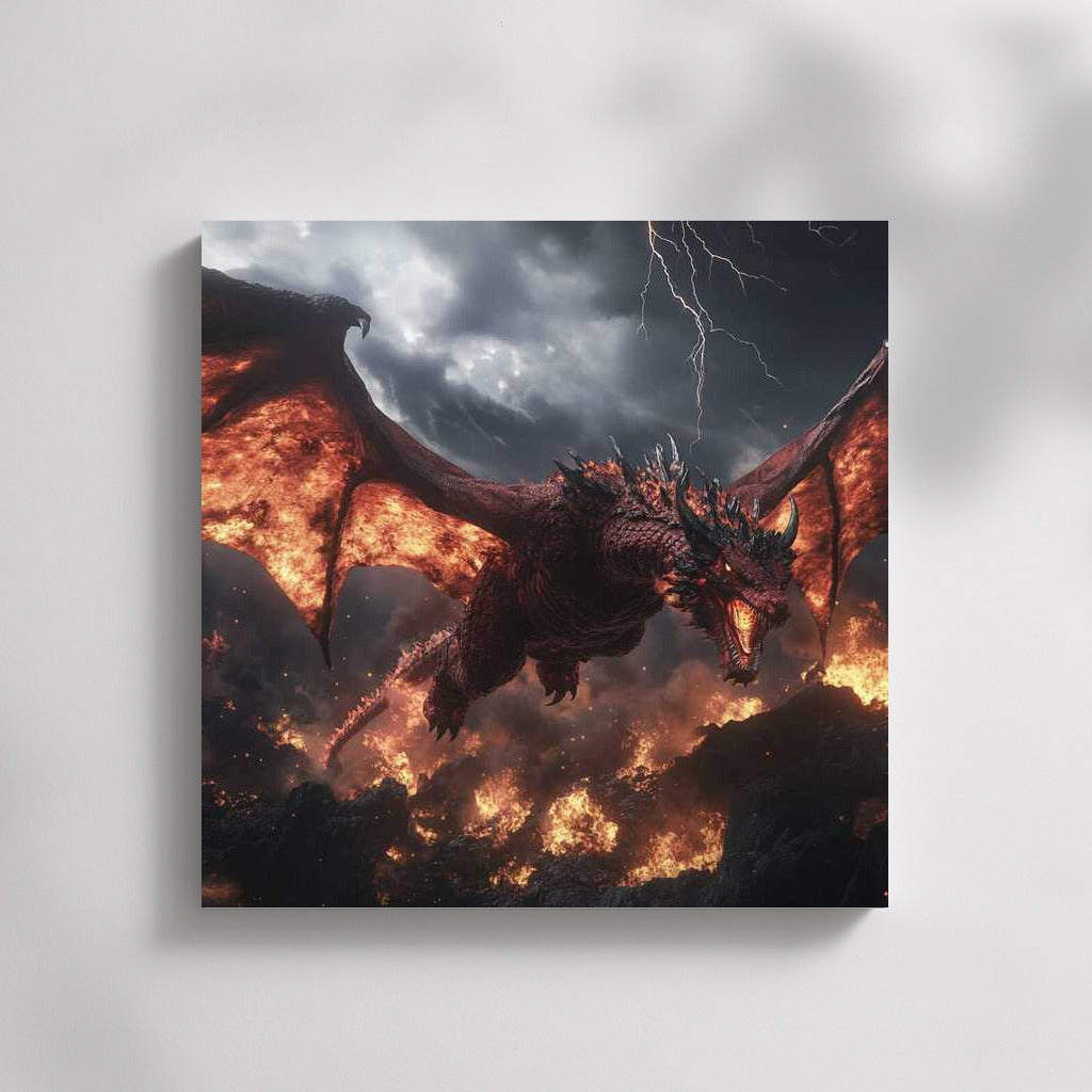 Magic and Power: Huge Red Dragon Fantasy