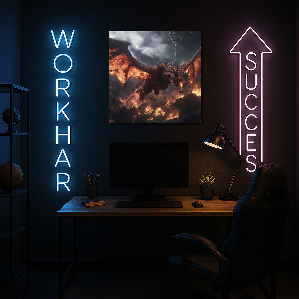 Magic and Power: Huge Red Dragon Fantasy