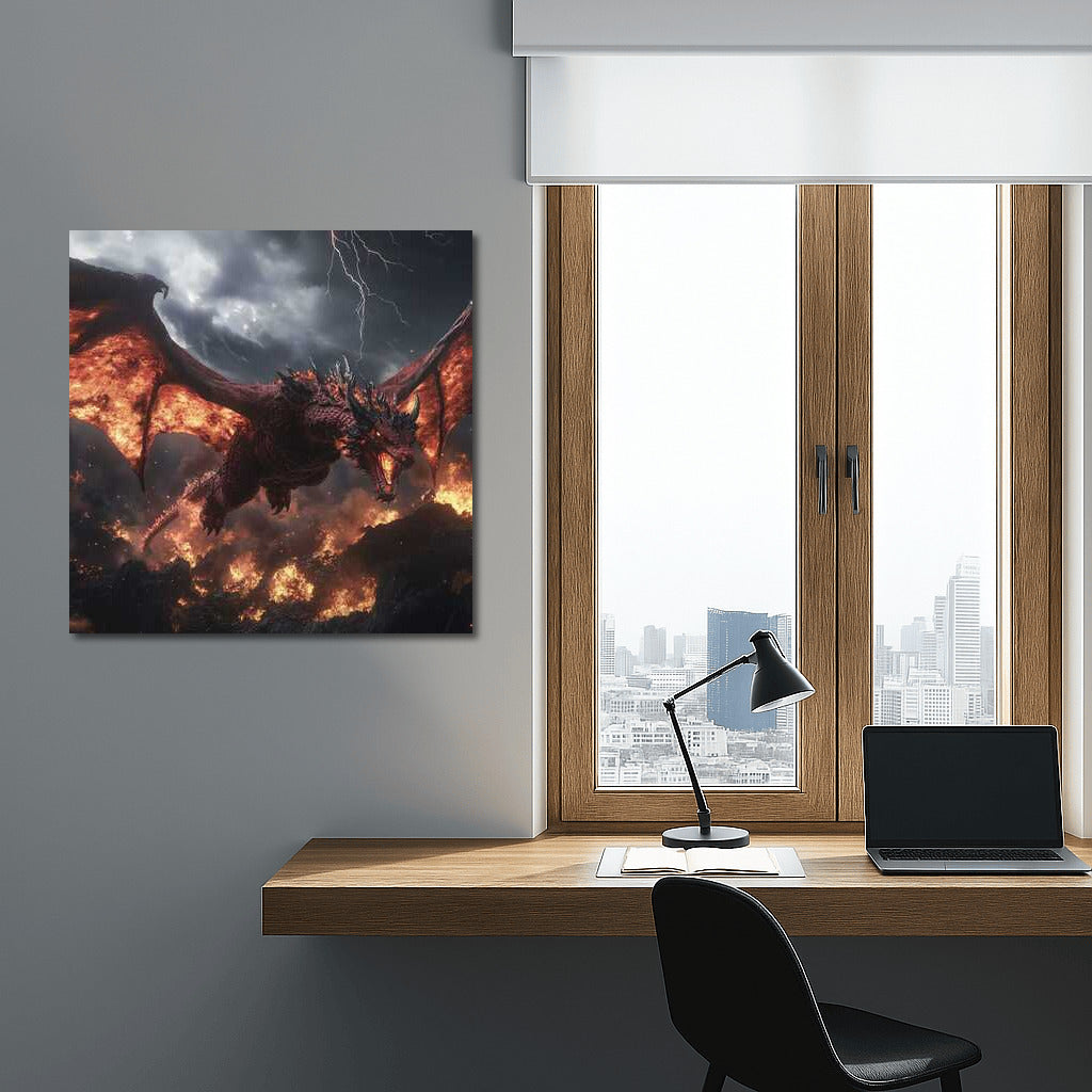 Magic and Power: Huge Red Dragon Fantasy