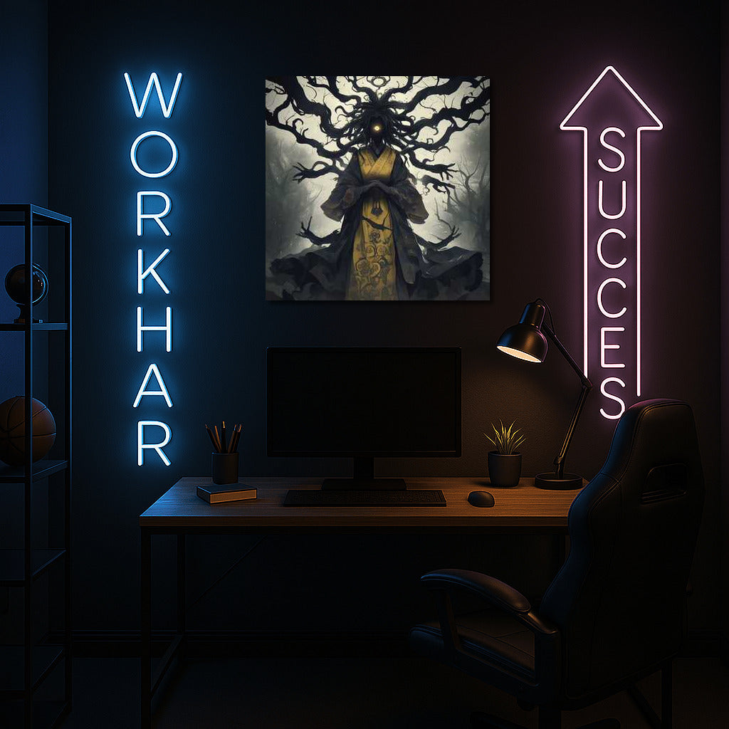 Secret of the Shadows: Creepy Figure in the Dark Forest Fantasy Horror