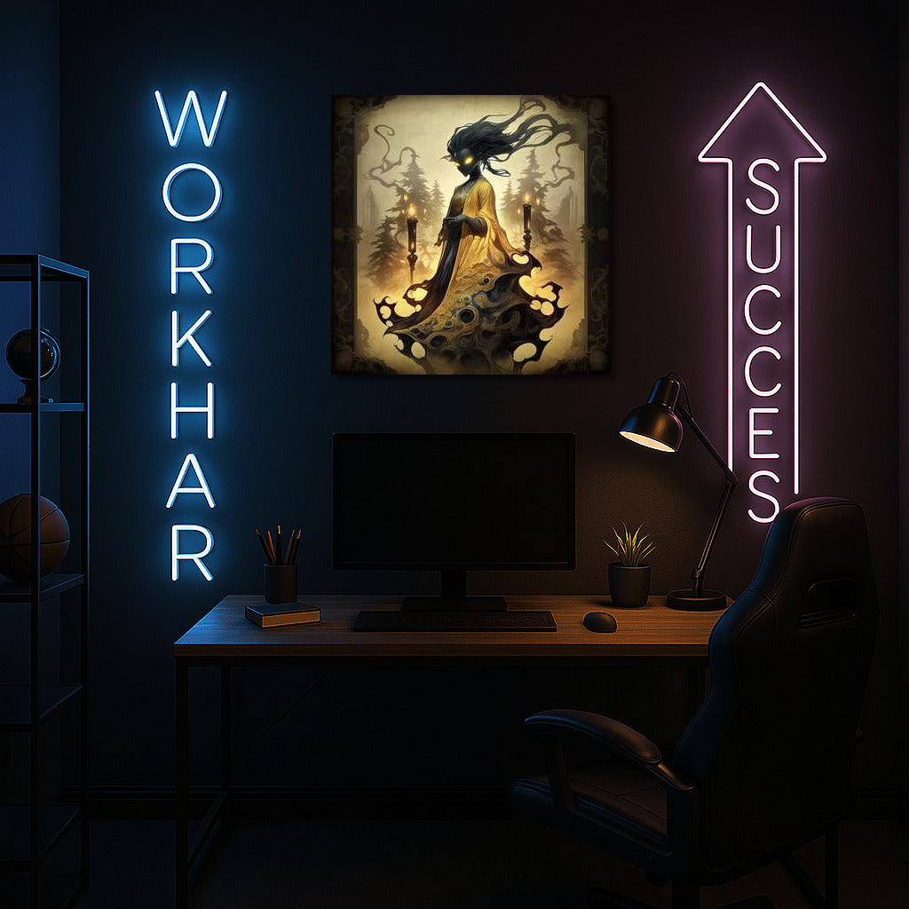 Silhouette in the Forest: Mystical Fire of Horror in Fantasy Style