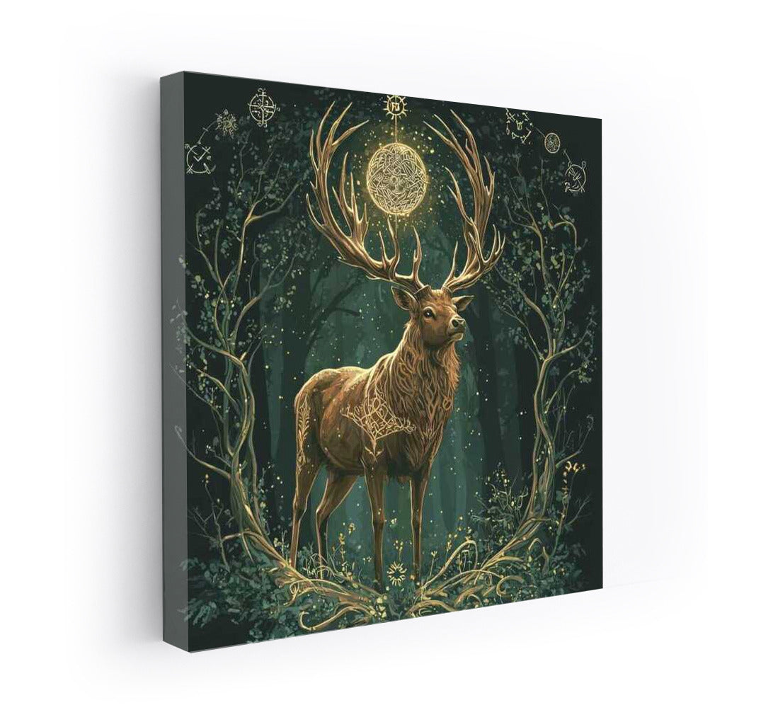 Magical Deer in Golden and Emerald Robes: Fantasy World