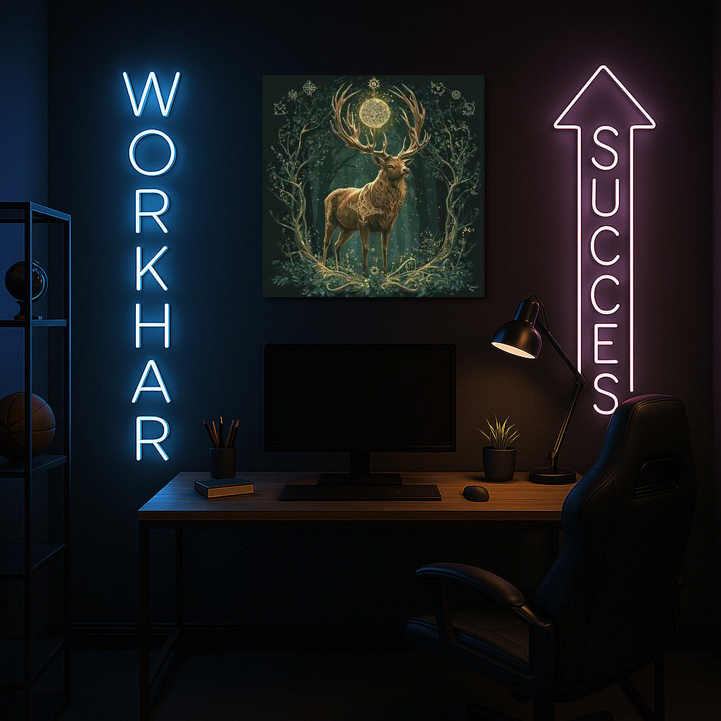 Magical Deer in Golden and Emerald Robes: Fantasy World