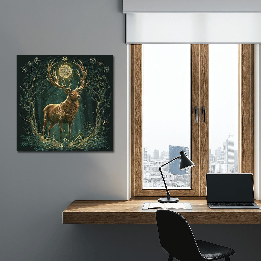 Magical Deer in Golden and Emerald Robes: Fantasy World