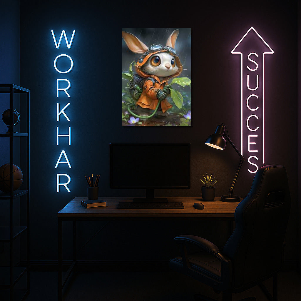 Fairytale Journey: Cute Anthropomorphic Rabbit in the Rain