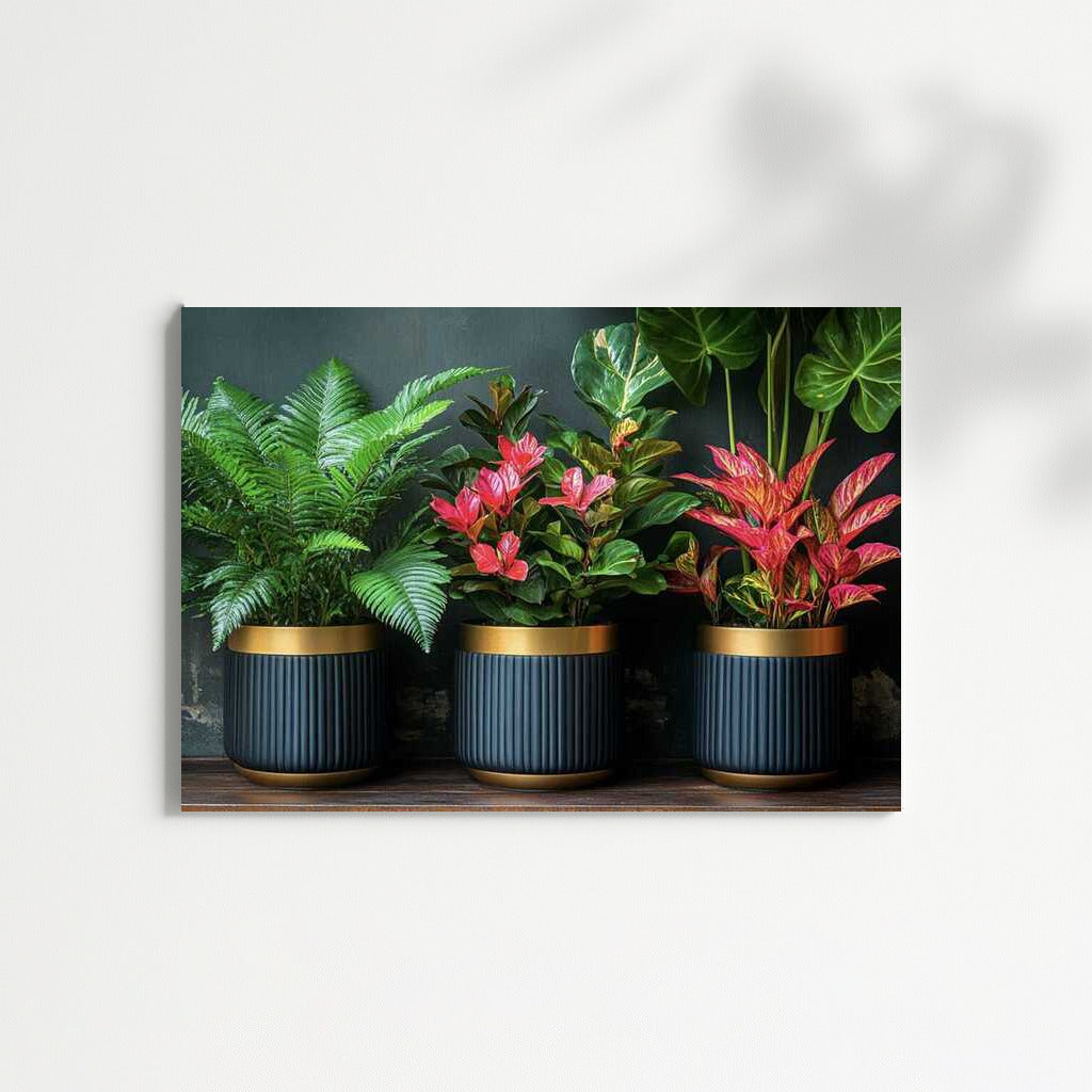 Emerald Ferns and Red Anthuriums in Art Deco Style: Elegant Floral Decoration