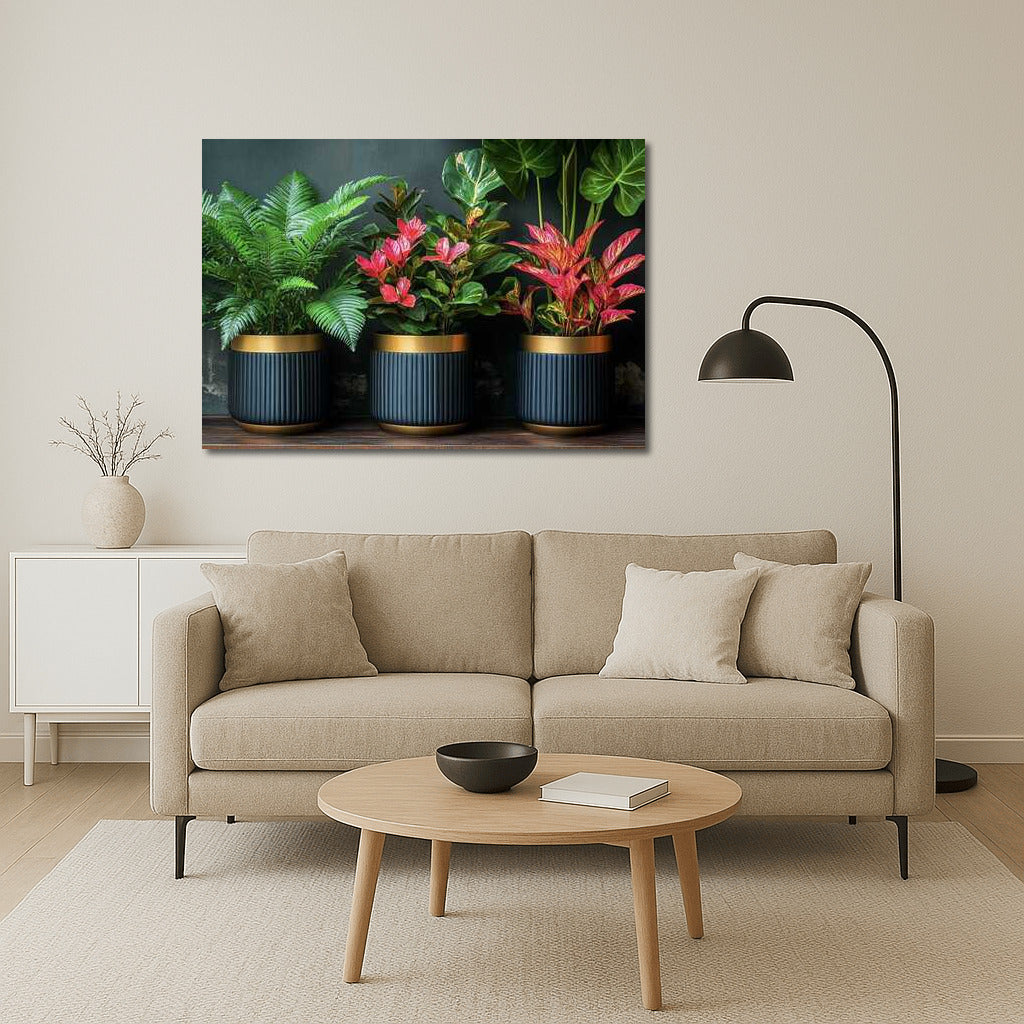 Emerald Ferns and Red Anthuriums in Art Deco Style: Elegant Floral Decoration