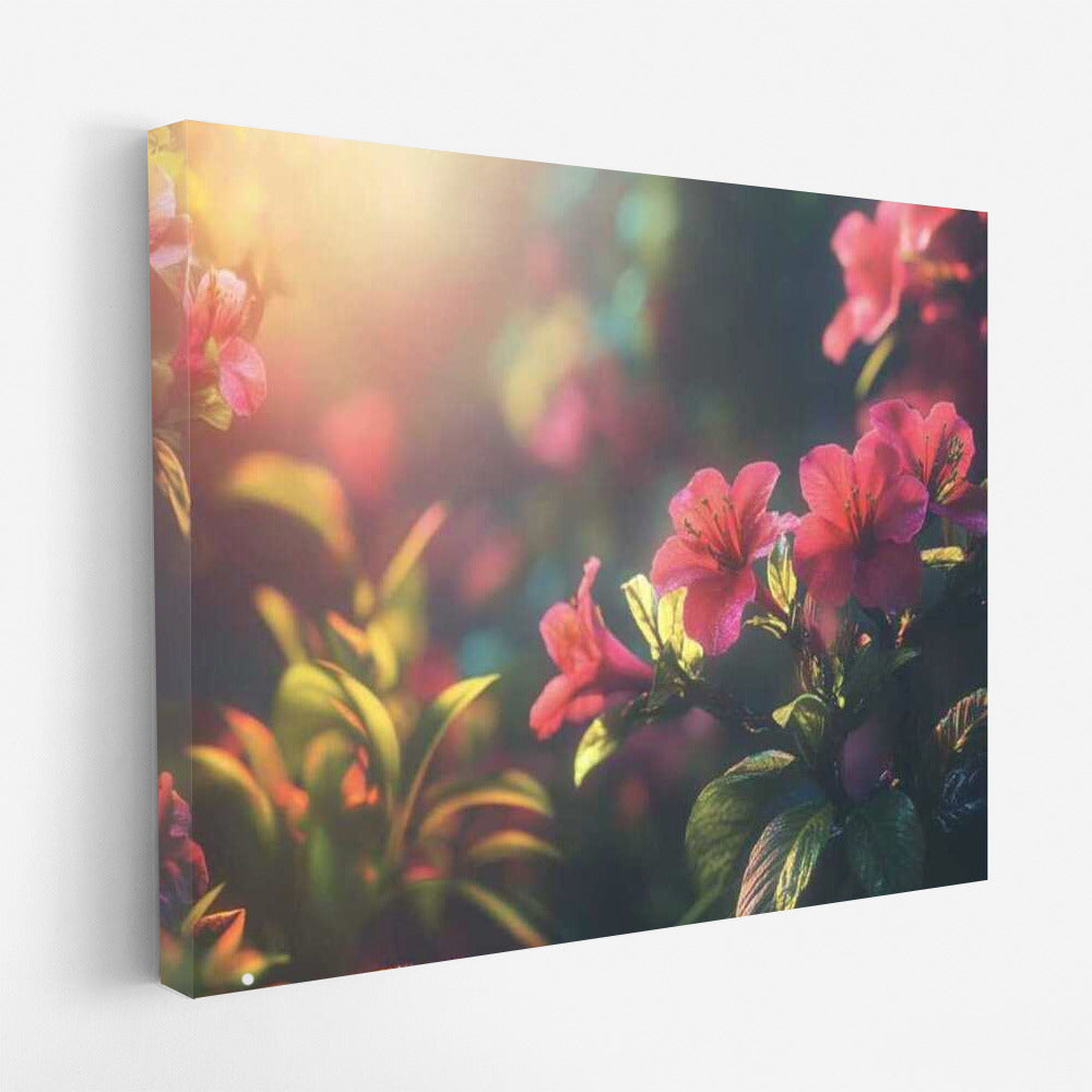 Azalea Blooms in a Japanese Garden: Watercolor Harmony