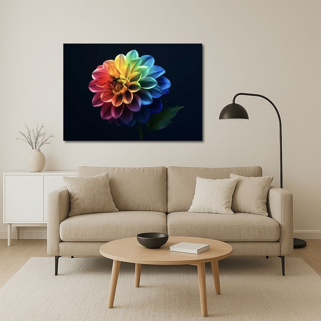 Dahlia in the Dance of Flowers: Bright Poster with a Lonely Flower