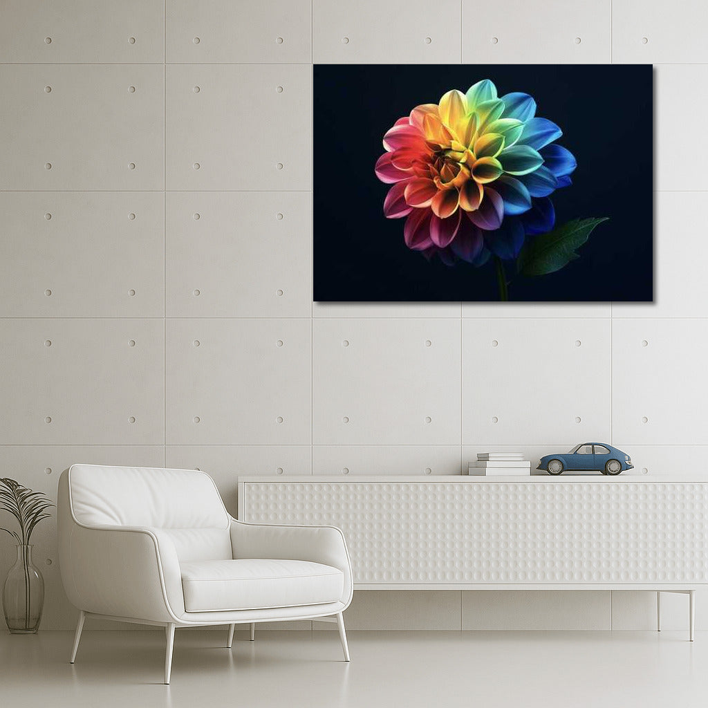 Dahlia in the Dance of Flowers: Bright Poster with a Lonely Flower