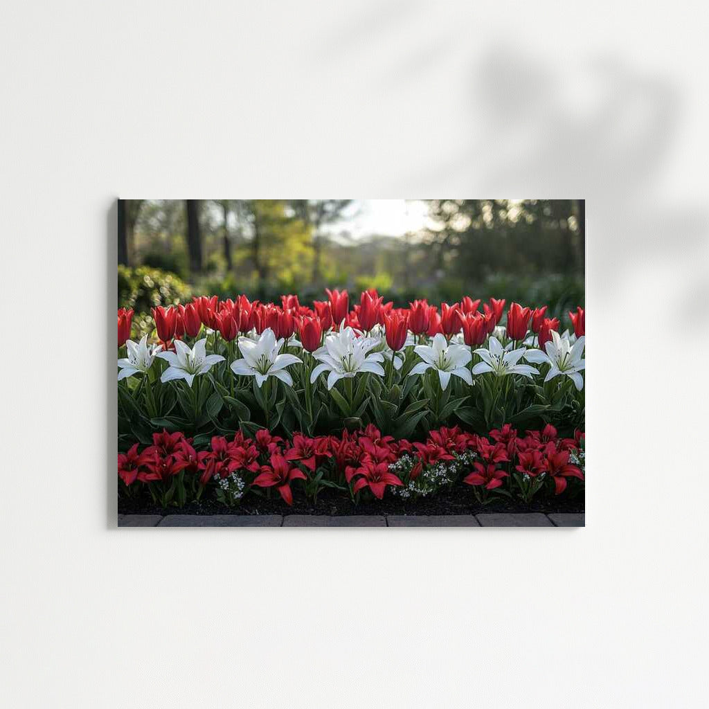 Dance of Tulips and Lilies: Red and White Flowers for Decor