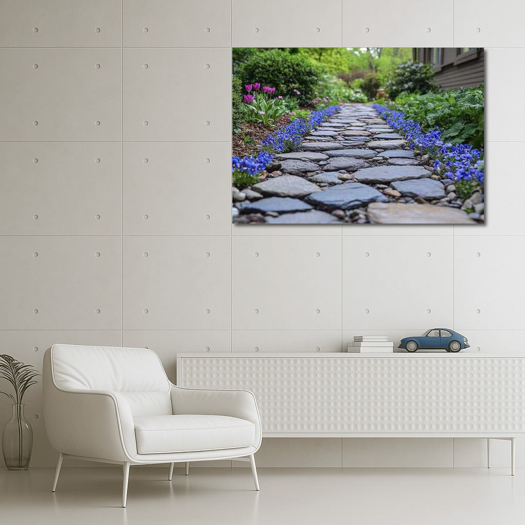 Flower Symphony Along the Stone Path