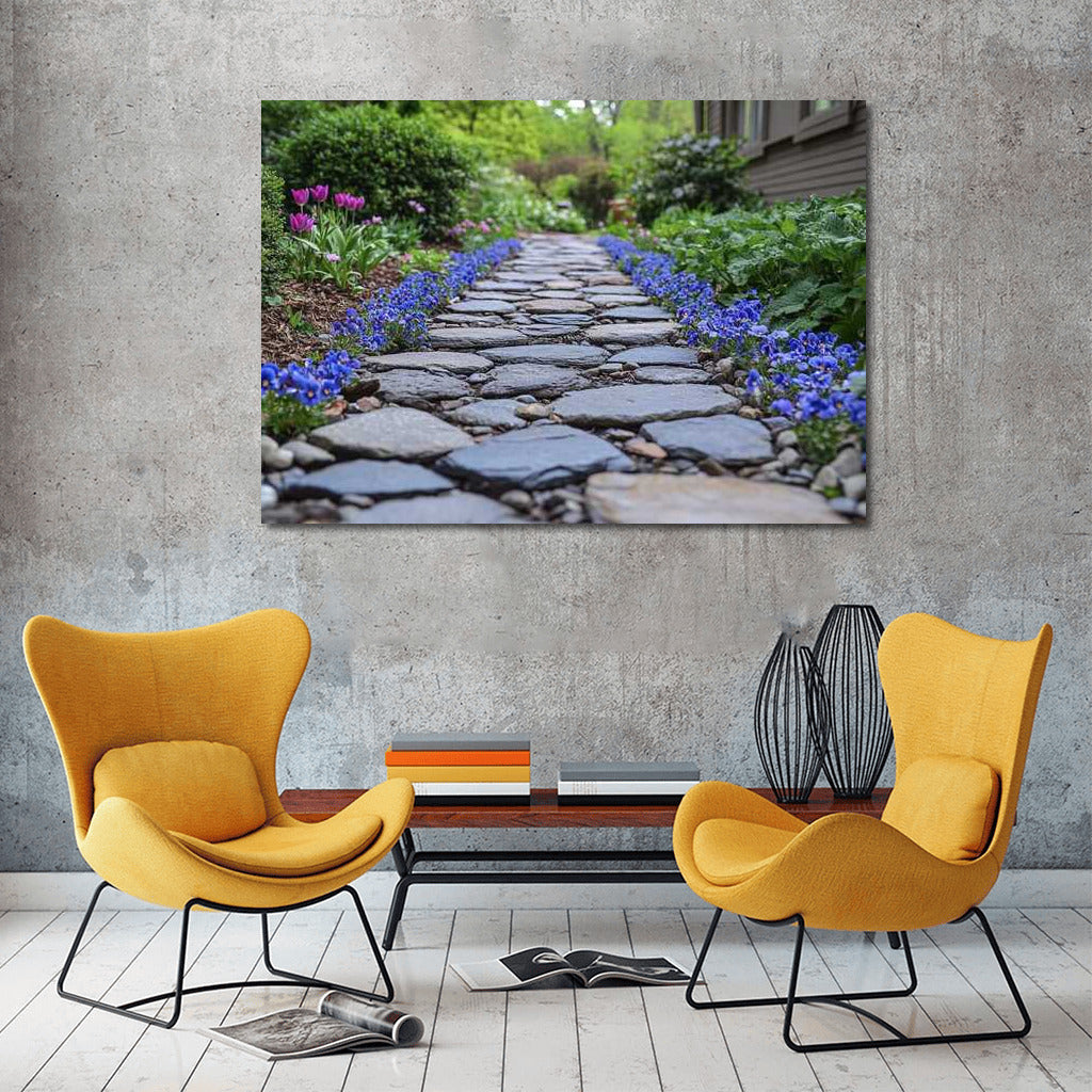 Flower Symphony Along the Stone Path