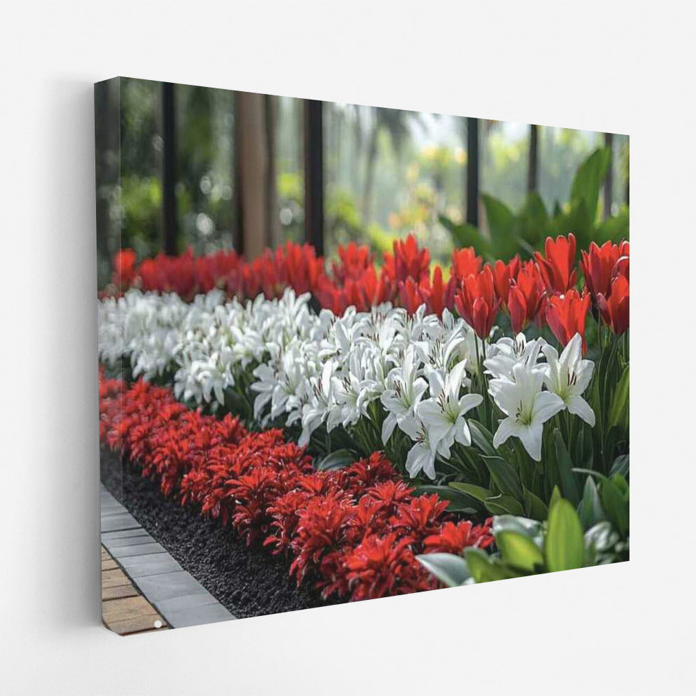 Flower Symphony: Red Lilies and White Tulips