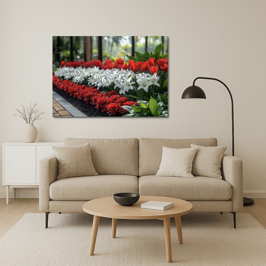 Flower Symphony: Red Lilies and White Tulips