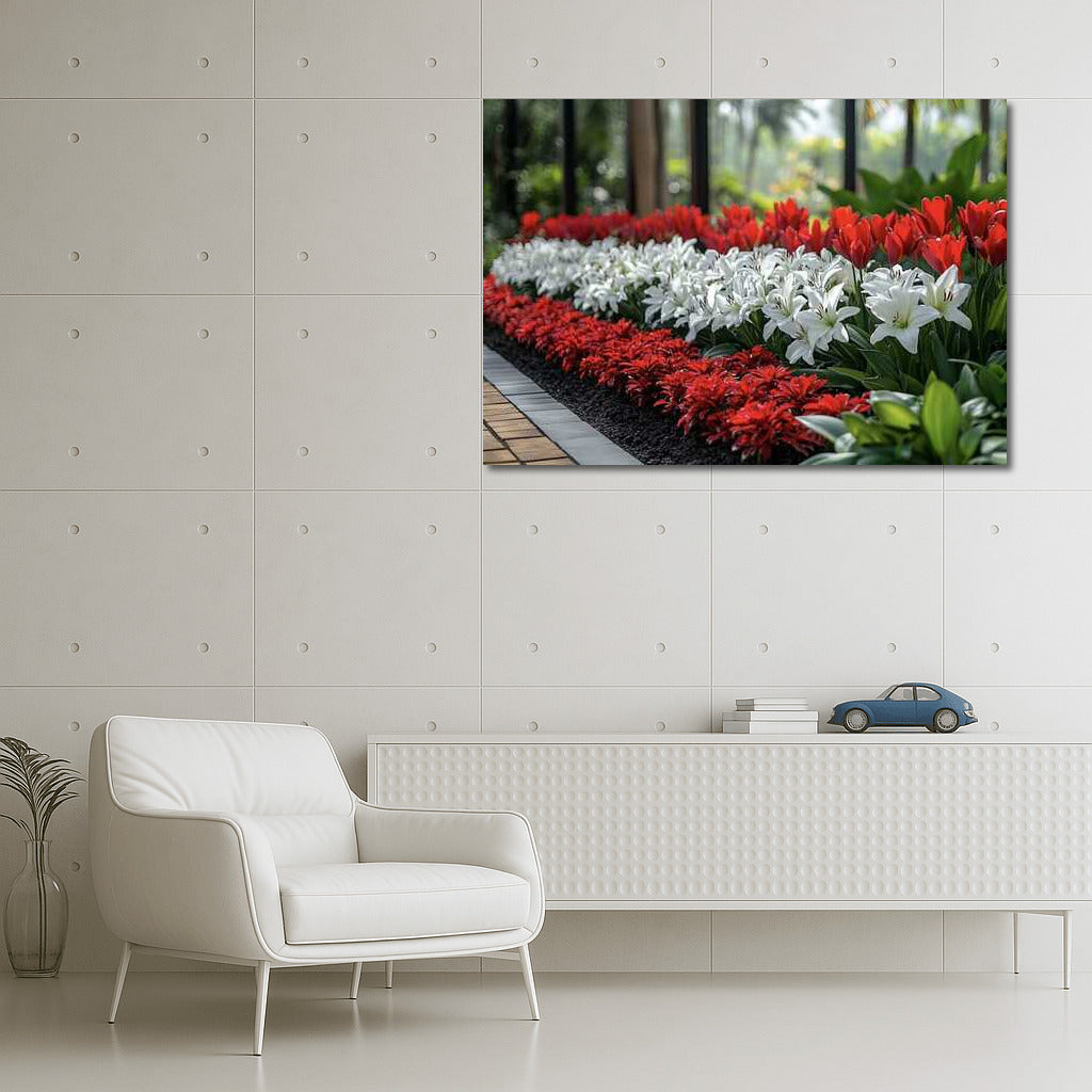 Flower Symphony: Red Lilies and White Tulips