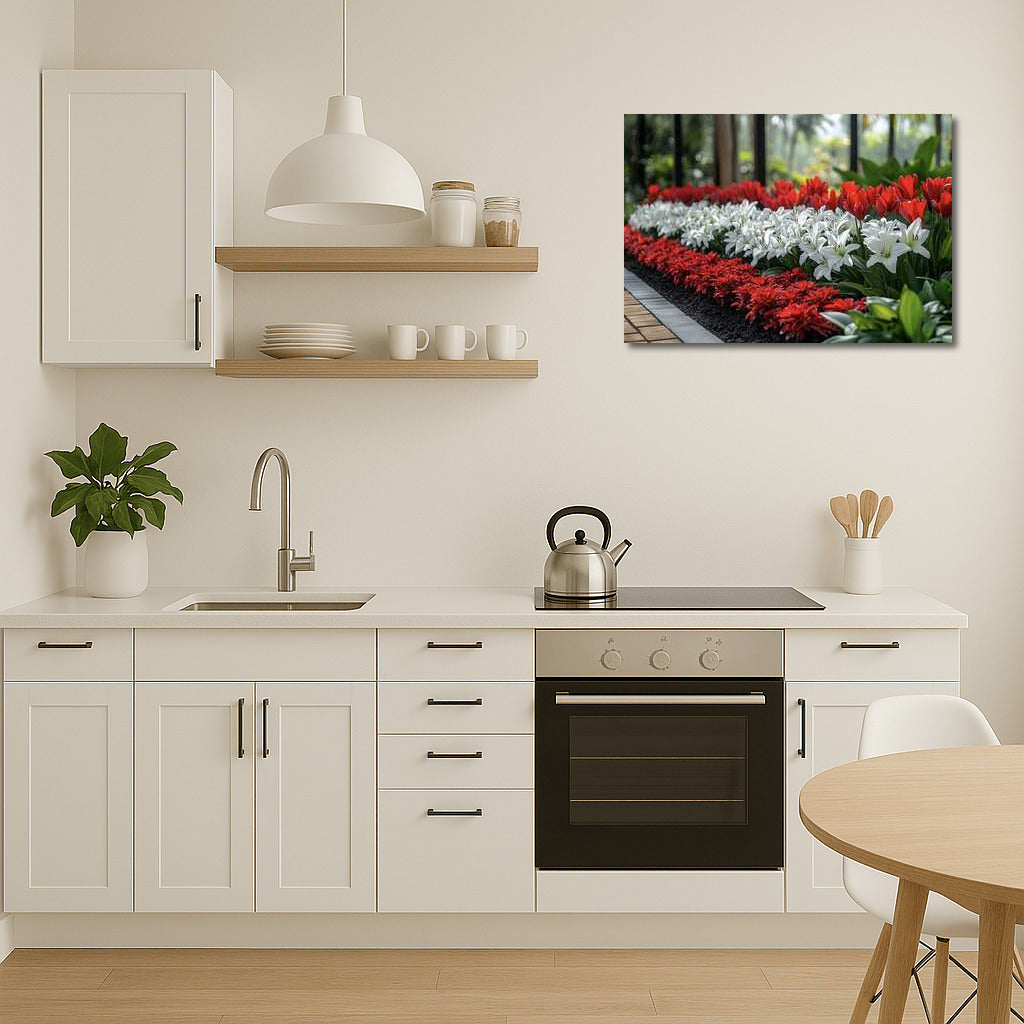 Flower Symphony: Red Lilies and White Tulips