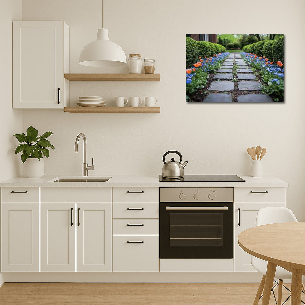 Tulips Triumph Along the Stone Path: Floral Charm for the Interior