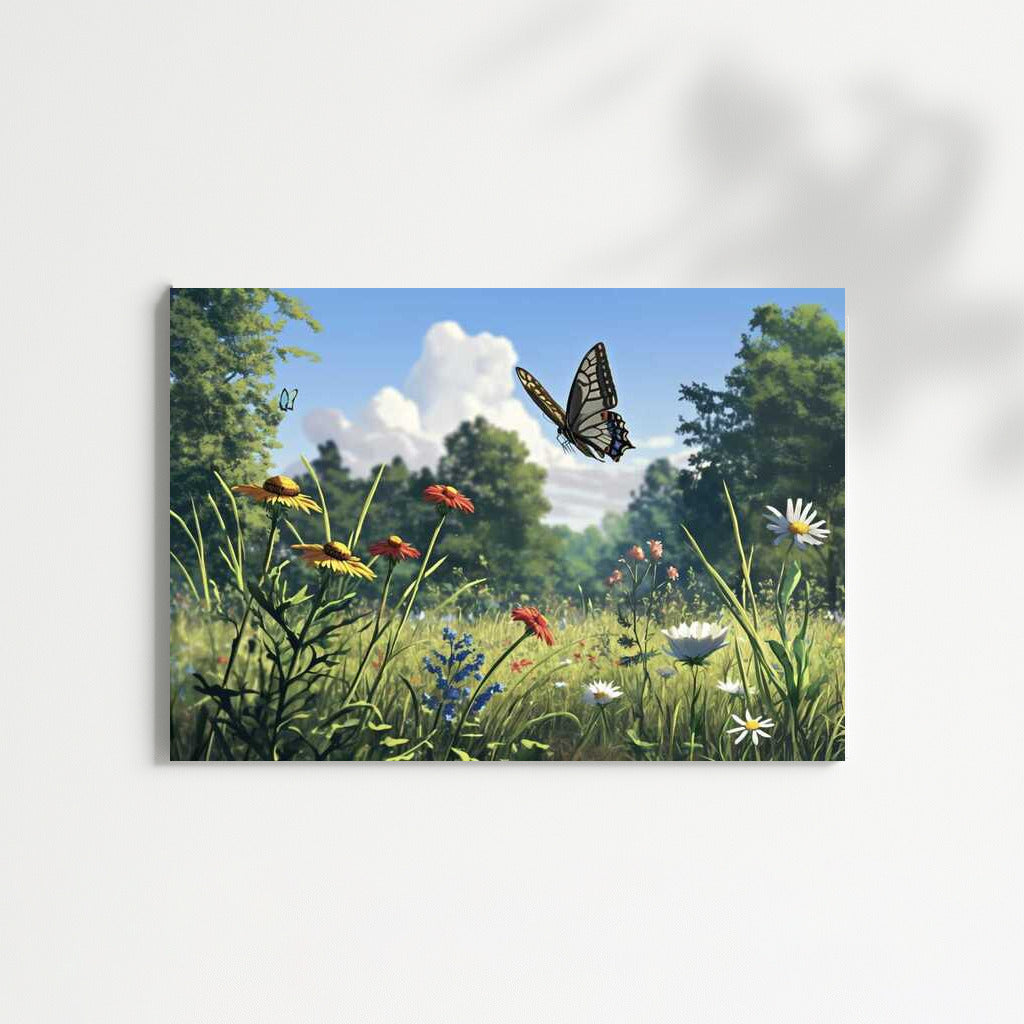 Symphony of Wildflowers: Daisies and Echinacea with Butterflies