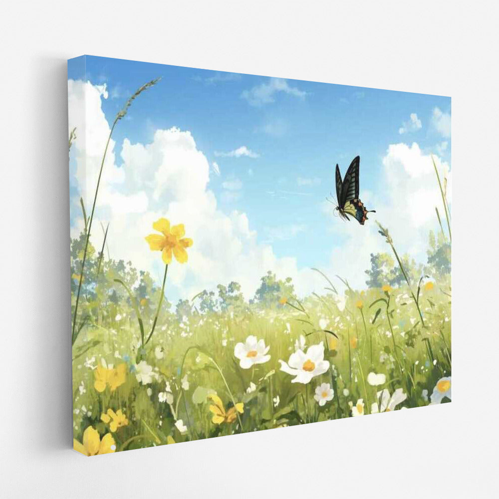 Meadow Daisies and Butterfly: Vibrant Wildflowers for the Interior