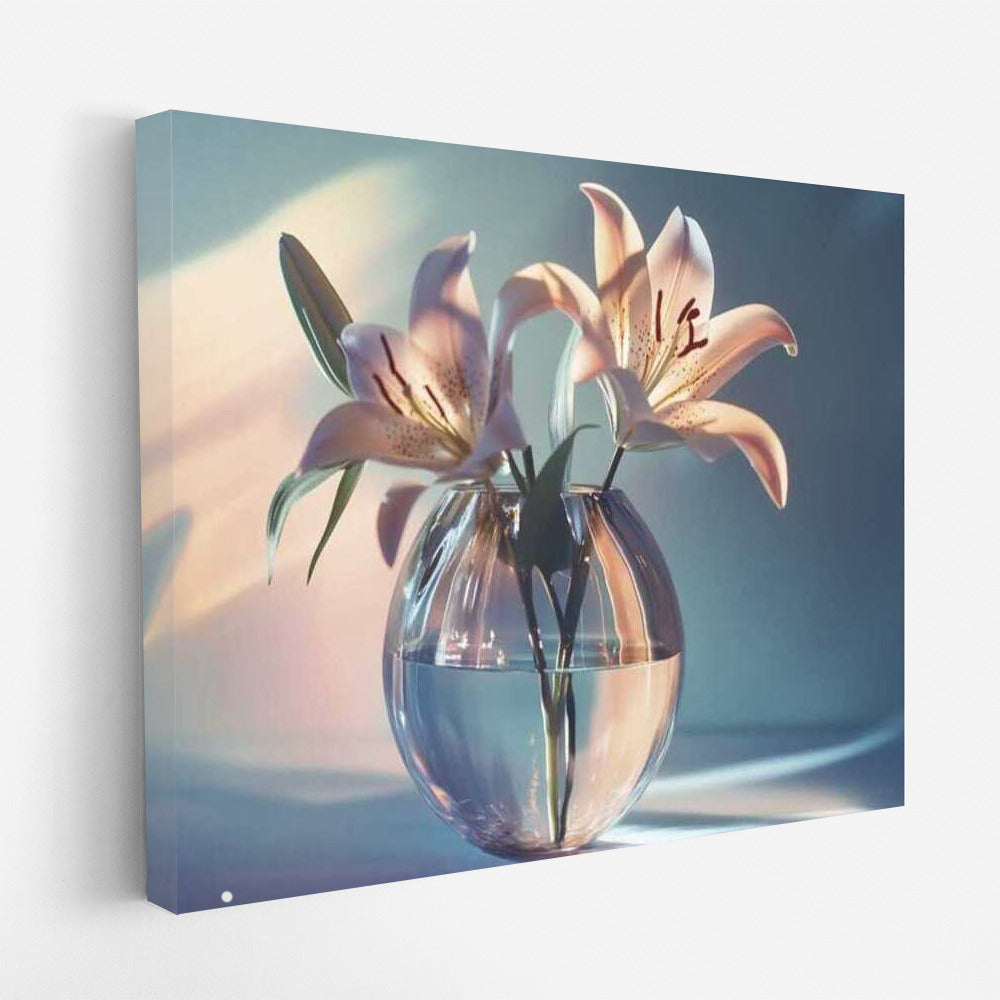 Delicate Casablanca Lilies in a Glass Vase: Floral Charm for the Interior